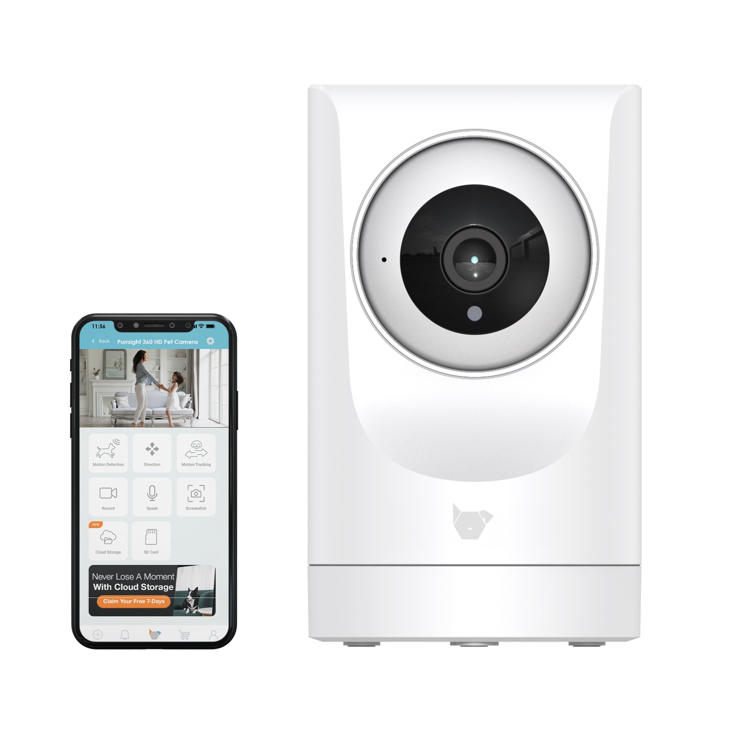 Purrsight 360° Smart App Camera with Night Vision and 2 Way Audio