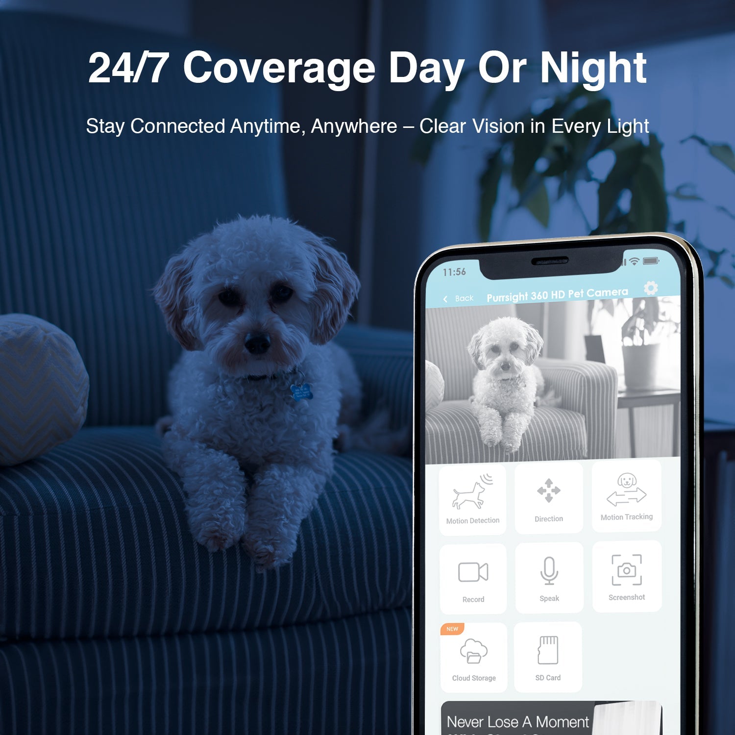 Purrsight 360° Smart App Pet Camera with Night Vision and 2 Way Audio 4pc Bundle