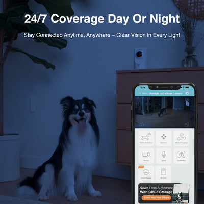 Purrsight 360° Smart App Pet Camera with Night Vision and 2 Way Audio 2pc Bundle