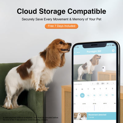 Purrsight 360° Smart App Pet Camera with Night Vision and 2 Way Audio 2pc Bundle