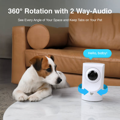 Purrsight 360° Smart App Pet Camera with Night Vision and 2 Way Audio 2pc Bundle
