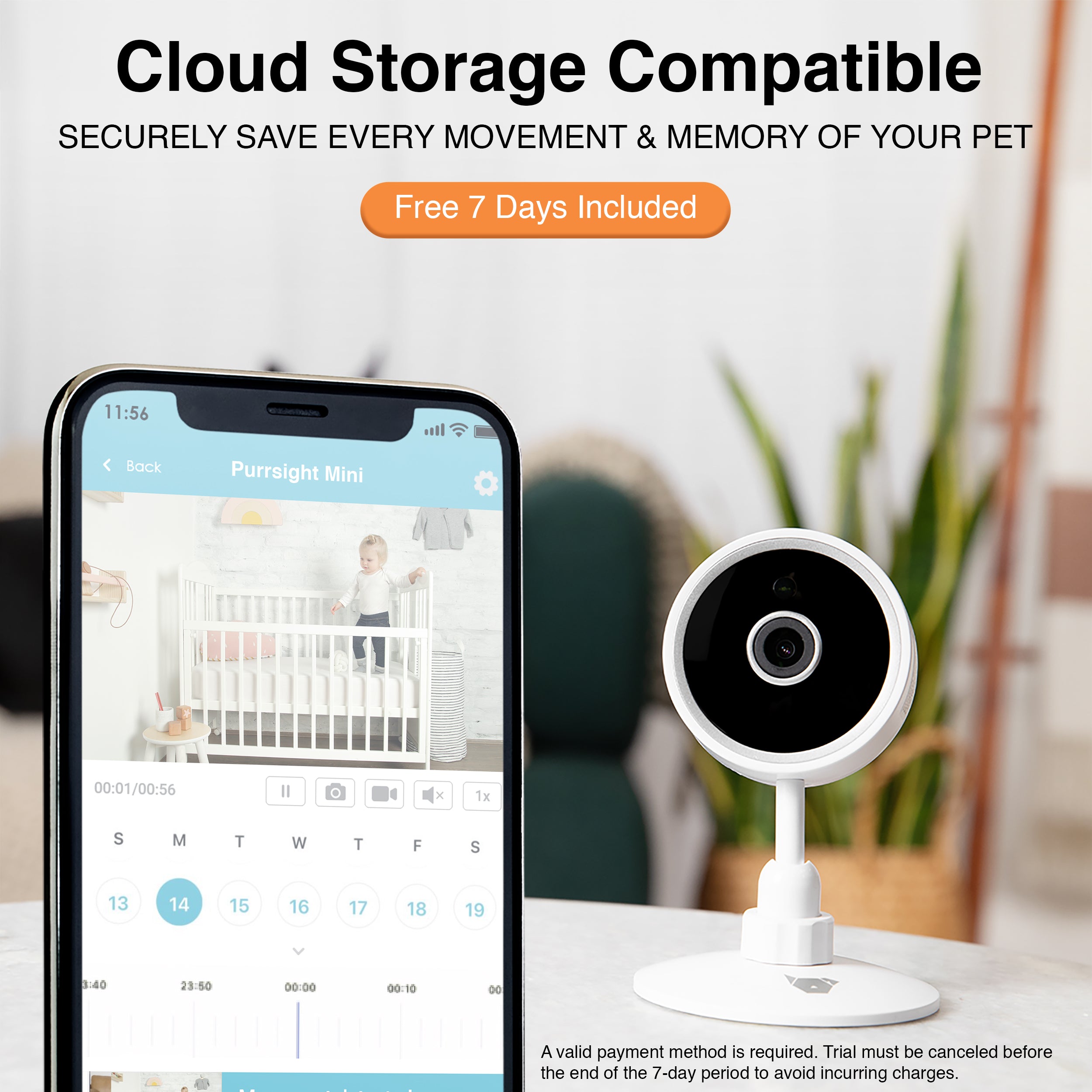 Purrsight Mini Smart Indoor Security Camera with Two-Way Audio