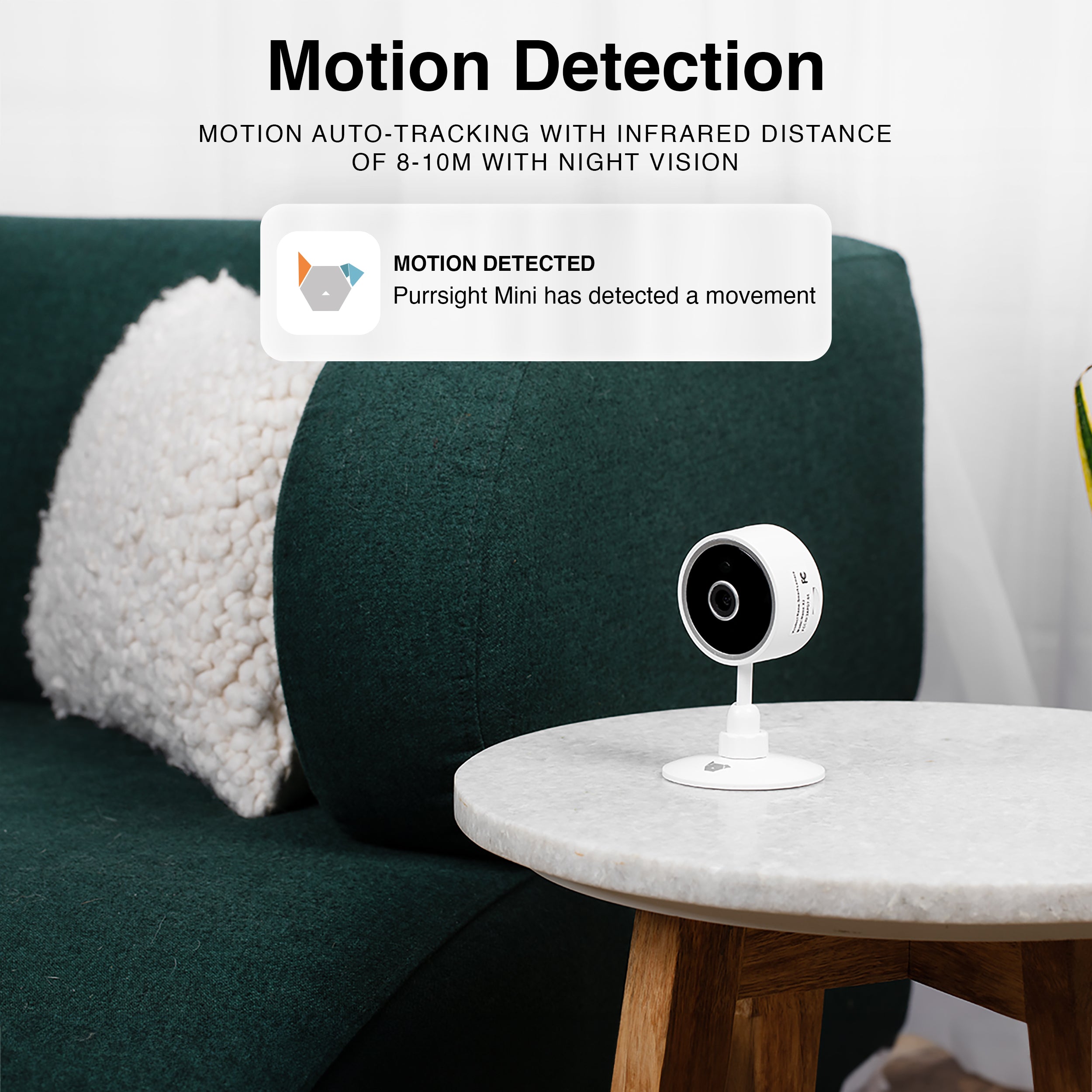 Purrsight Mini Smart Indoor Security Camera with Two-Way Audio